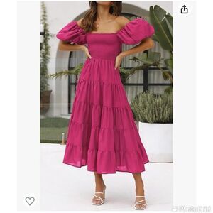New Sexy Off Shoulder Short Puff Sleeve High Waist Casual Ruched Ruffle MIDI